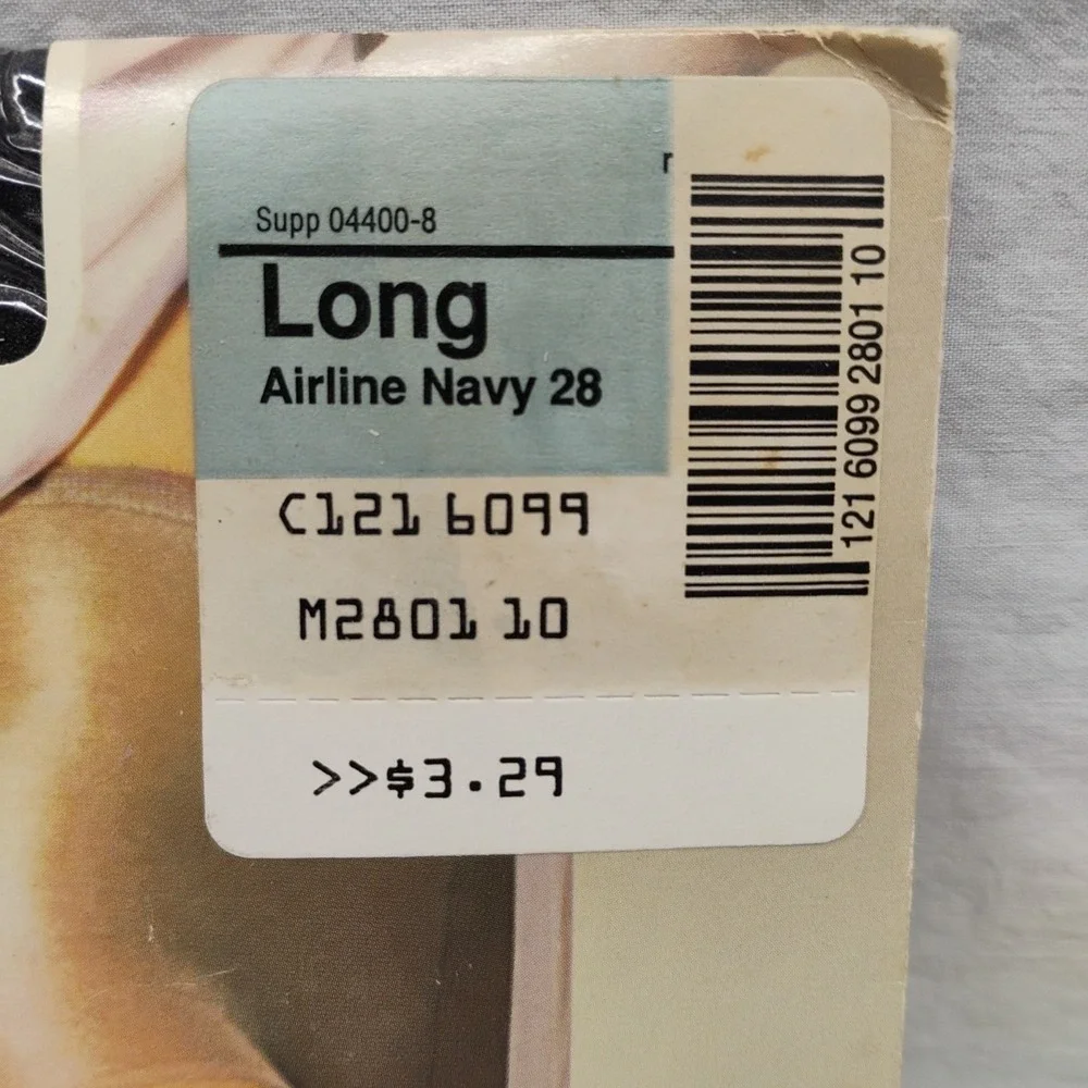 JcPenney‎ 80s Long Airline Navy 28 Sheerest Support Pantyhose Sandalfoot